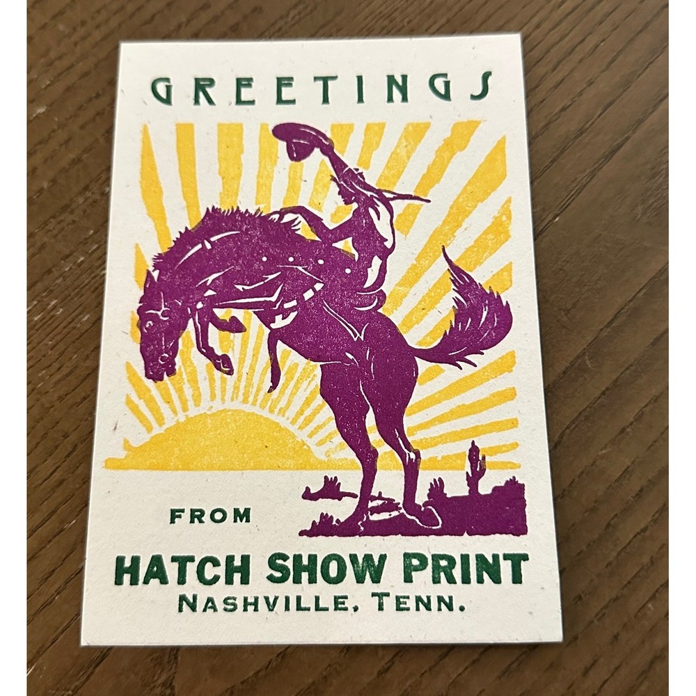 Hatch Show Print Nashville Tennessee Postcard Bucking Bronco Western Letterpress